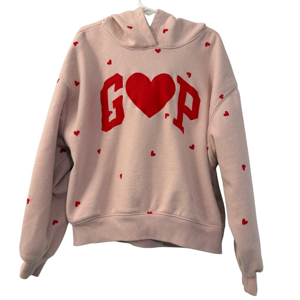 Gap Kids Pink GAP Embroidered Red Heart Hoodie Sweatshirt Size M (8) Valentine